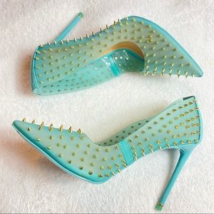 COPY - Steve Madden Vala Blue Clear Studded Heels 8M